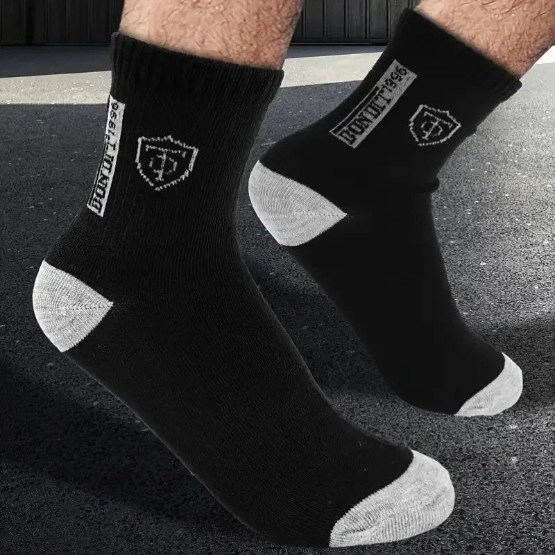 Polyester Elastane Blend Crew Socks Breathable Casual Footwear - 4
