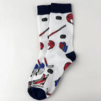 Polyester Blend Ice Hockey Pattern Mid Calf Socks