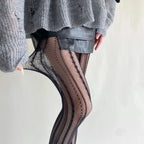 Nylon Striped Fishnet Pantyhose Women Hollow Stockings