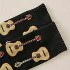 Polyester Guitar Pattern Mid Tube Casual Socks