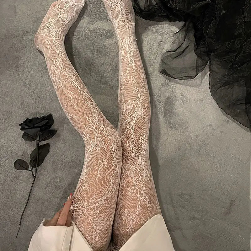 Floral Nylon Mesh Tights