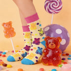 Cotton Blend Bear Pattern Casual Mid Calf Socks