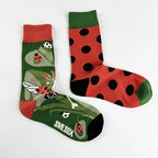 Cotton Blend Ladybug Print Mid Calf Socks