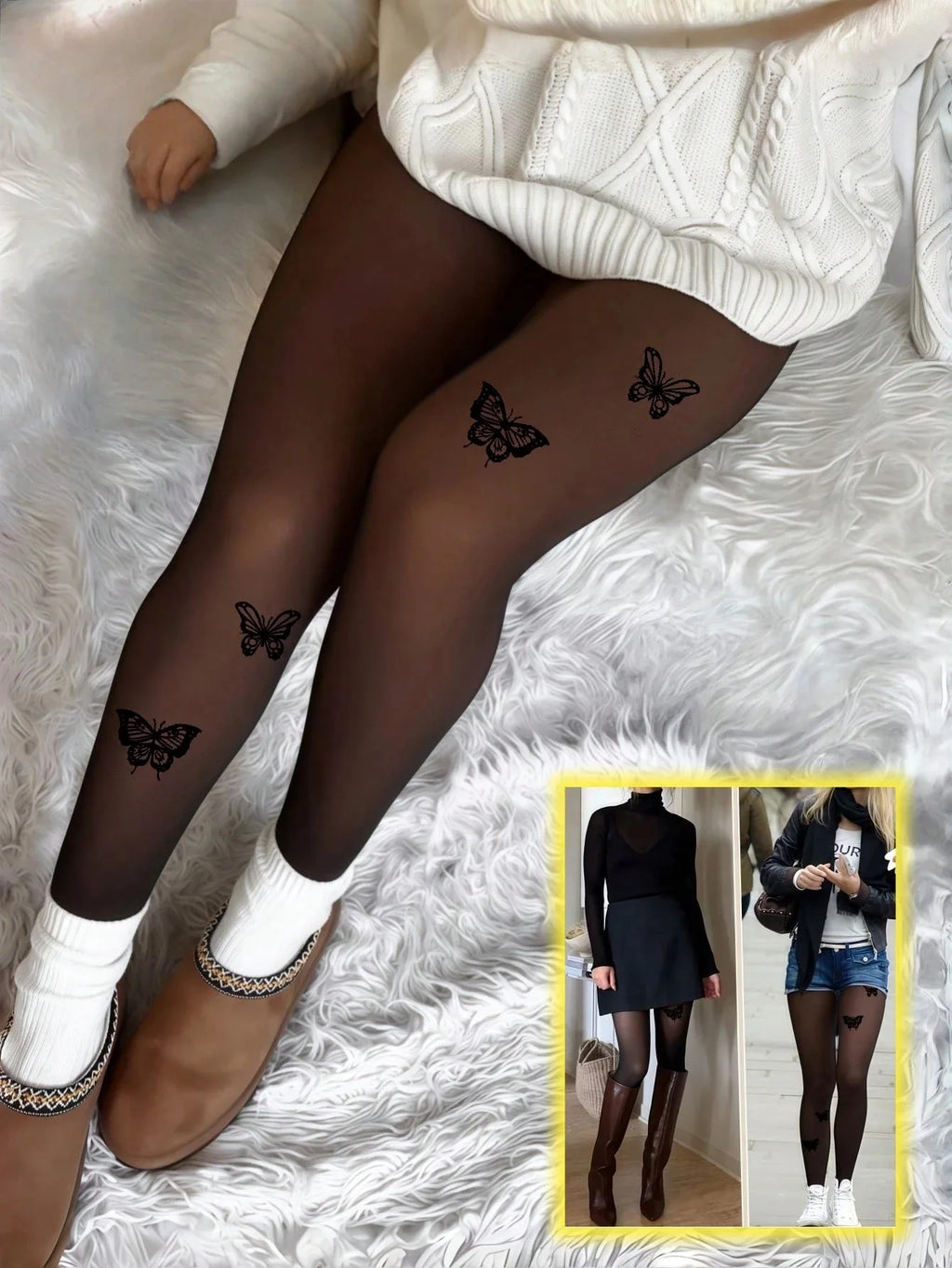 Fleece Lined Translucent Thermal Tights