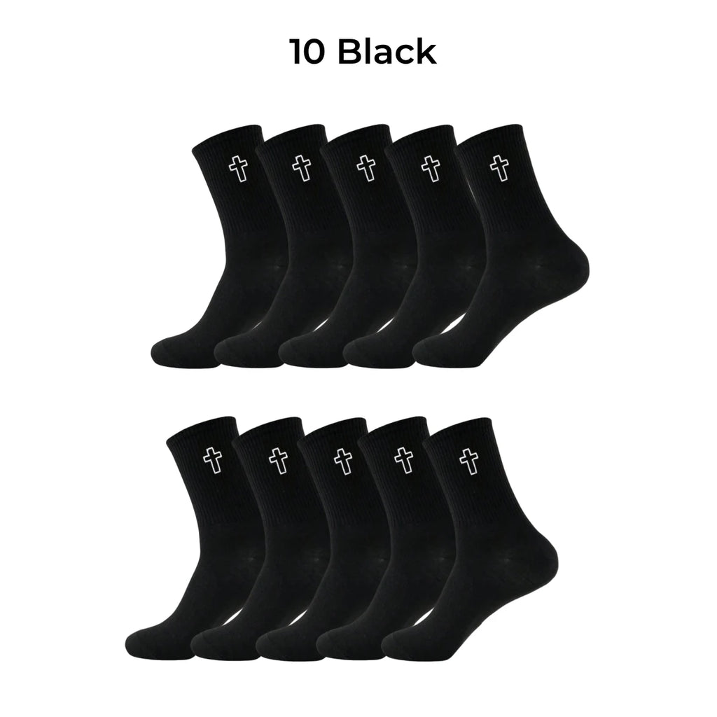 Polyester Elastane Crew Socks Cross Pattern