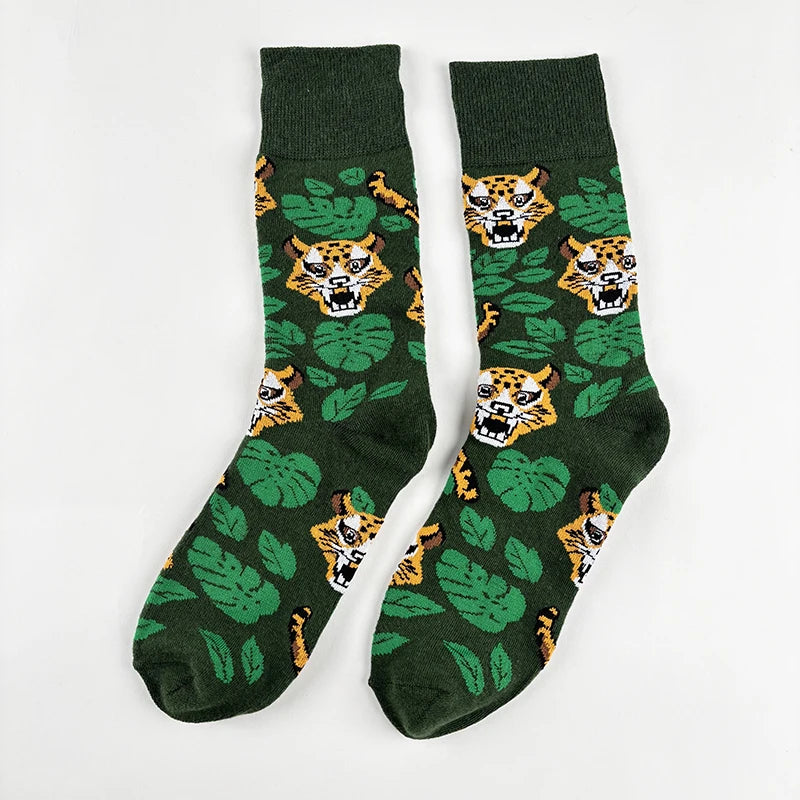 Polyester Elastane Animal Print Mid Calf Socks - 6