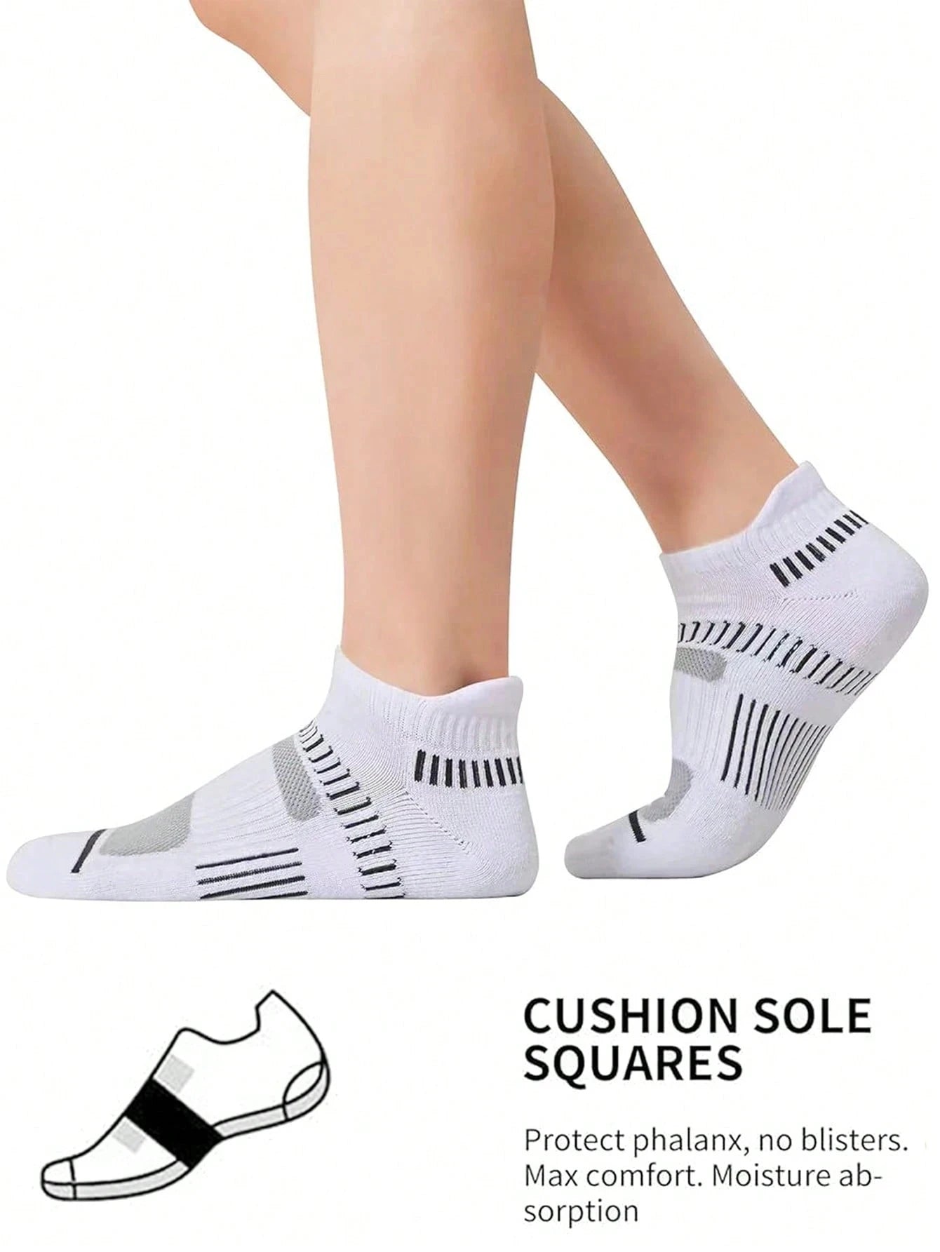 5 Pairs Polyester Elastane Knit Ankle Crew Socks - 10