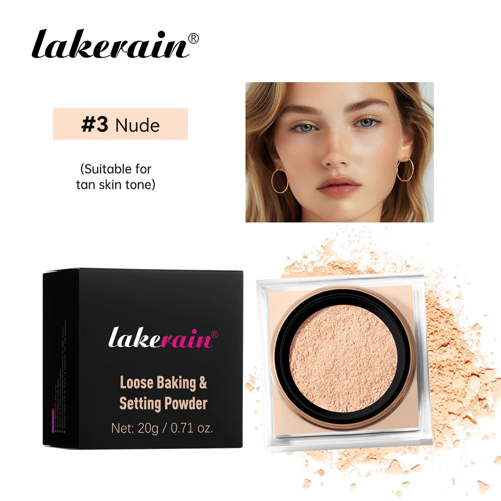 Matte Finish Loose Setting Powder Makeup With Puff - 23