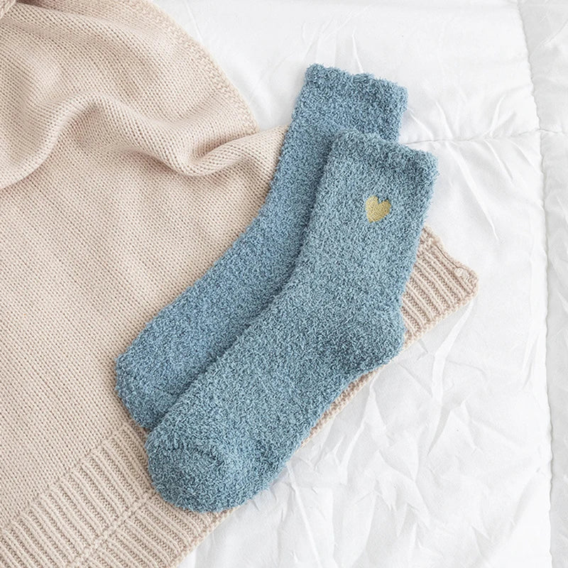 Thick Plush Coral Velvet Mid Tube Socks for Women