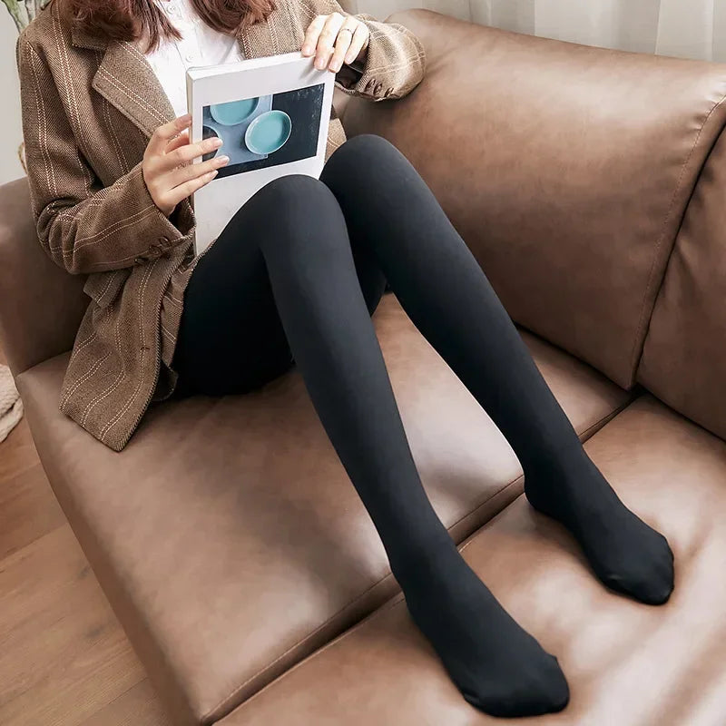 Nylon Elastane Fleece Lined Thermal Tights for Women - 9