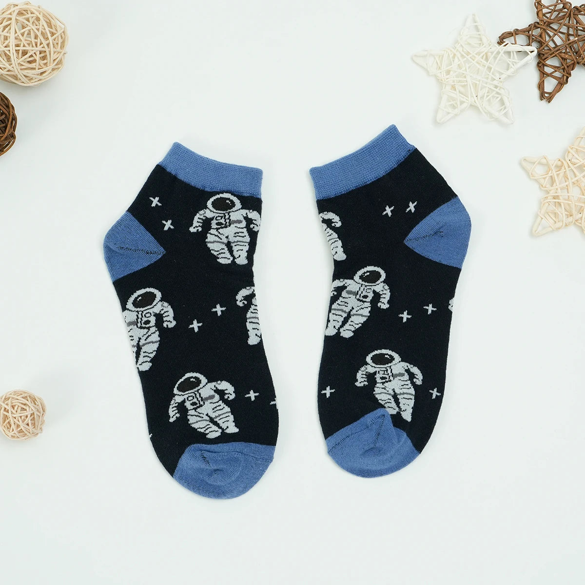 Cotton Blend Astronaut Print Ankle Socks - 3