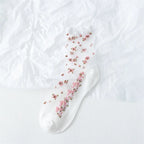 Polyester Elastane Floral Ruffle Crew Socks