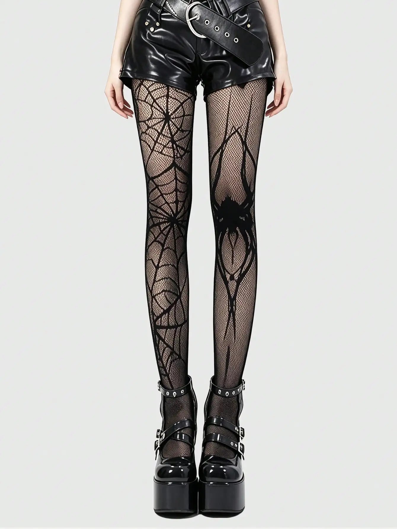 Polyester Elastane Fishnet Stockings Printed Pattern Tights - 9