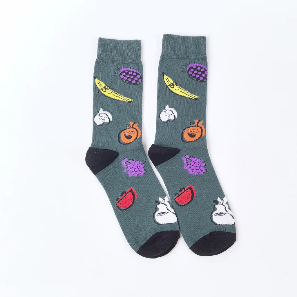 Polyester Elastane Printed Crew Socks for Men