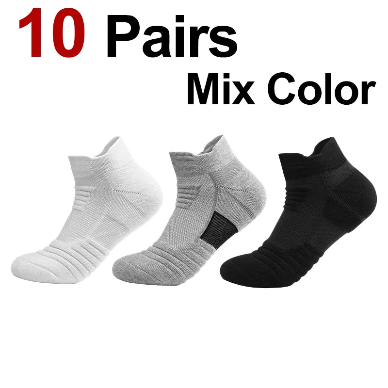 Polyester Elastane Mens Athletic Sports Socks 10 Pairs