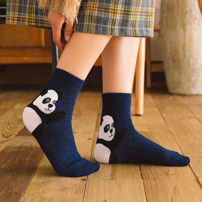 Polyester Elastane Cartoon Animal Print Casual Socks Set - 3