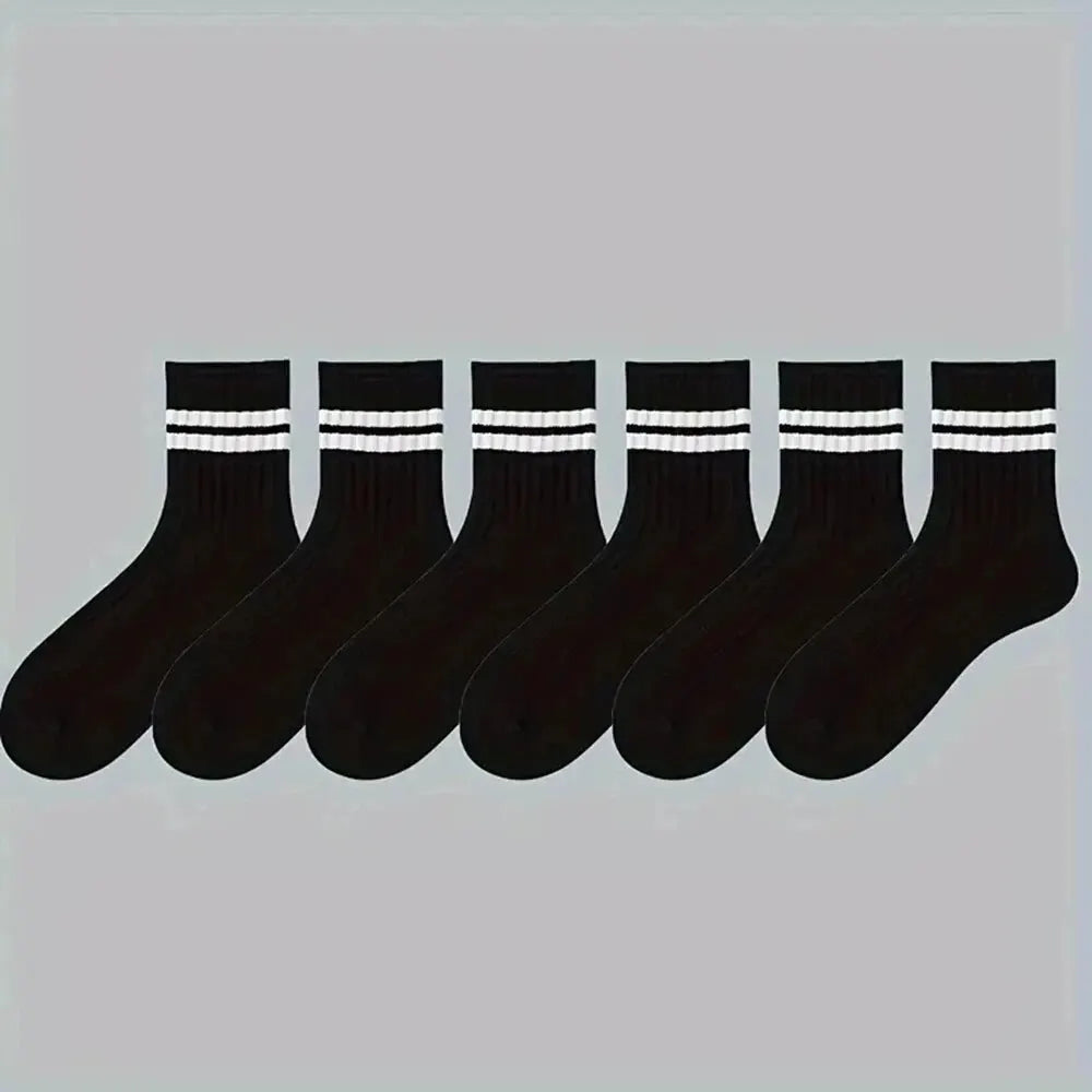 Polyester Blend Mens Crew Socks Mid Tube Casual Wear