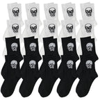 Men Polyester Elastane Skull Pattern Crew Socks