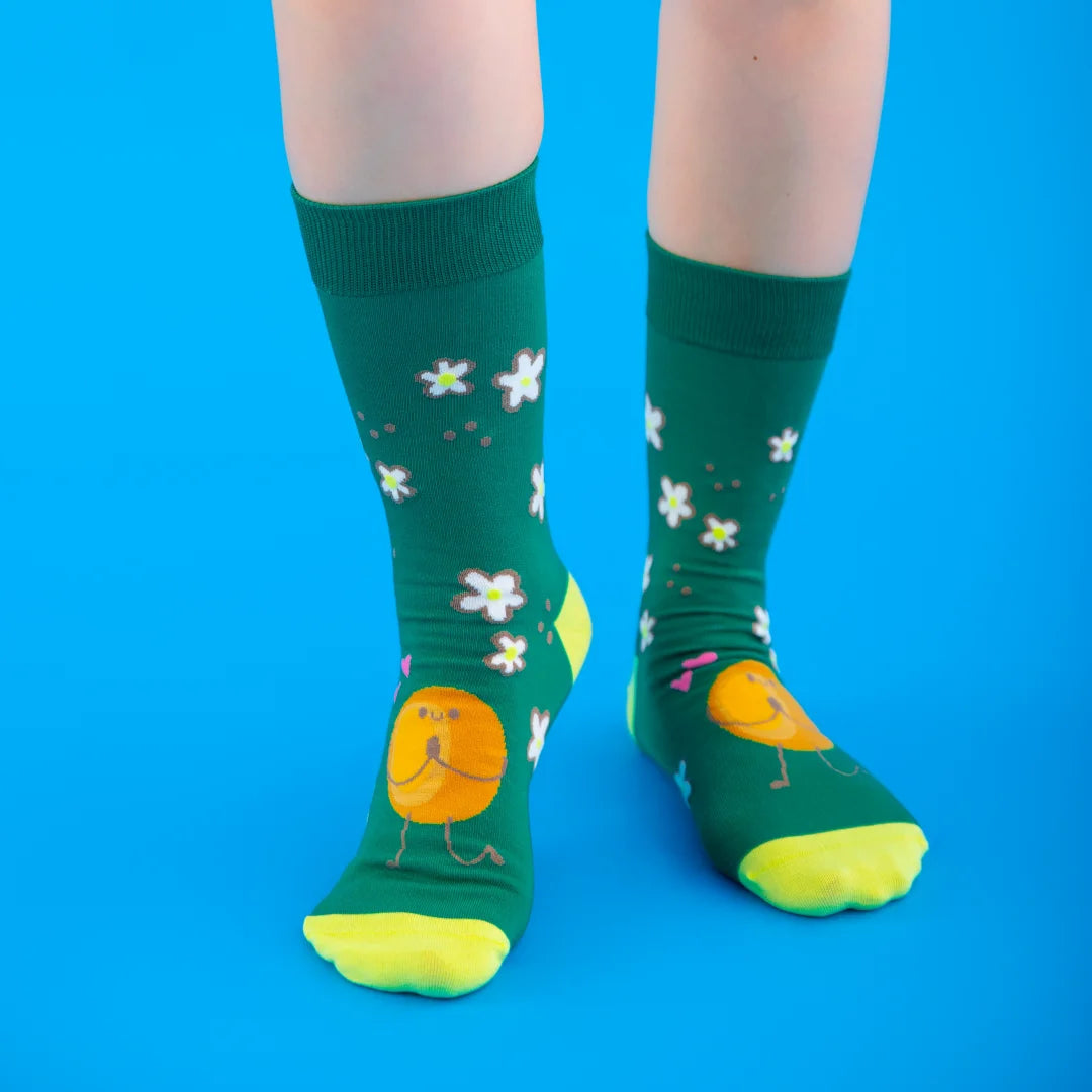 Cotton Blend Avocado Print Mid Calf Socks - 4