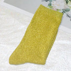 Shiny Metallic Cotton Blend Mid Tube Casual Socks