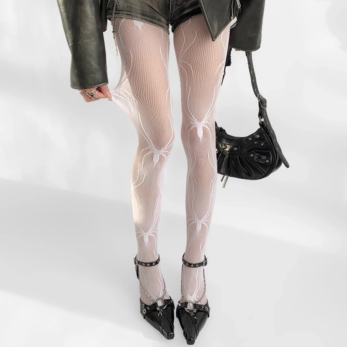Nylon Spider Pattern Pantyhose Sheer Tights