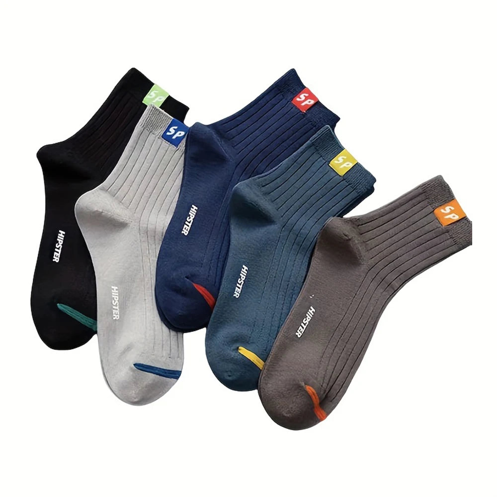 Mens Breathable Polyester Spandex Low Tube Casual Sports Socks