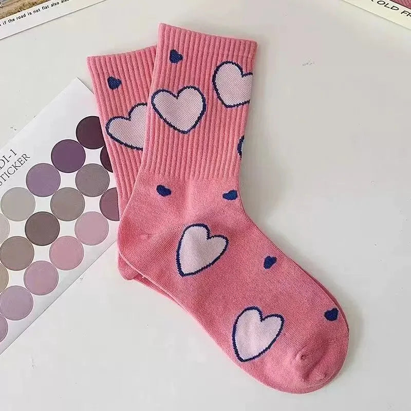 Polyester Elastane Cartoon Printed Mid Tube Casual Socks