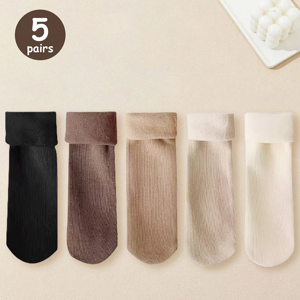 Thickened Thermal Women Socks Polyester Spandex Blend