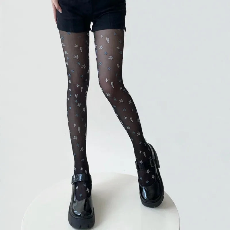 Nylon Star Print Tights For Women
