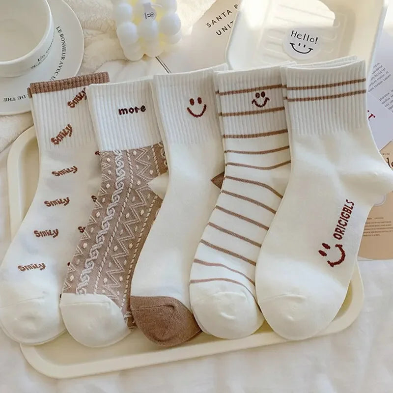 Polyester Blend Mid Tube Socks Women Casual Daily Wear
