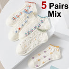 Floral Polyester Elastane Low Cut Socks