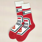 Cotton Blend Ketchup Print Crew Socks
