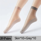 Thin Nylon Lace Transparent Socks Women Breathable Non Slip Cotton Bottom