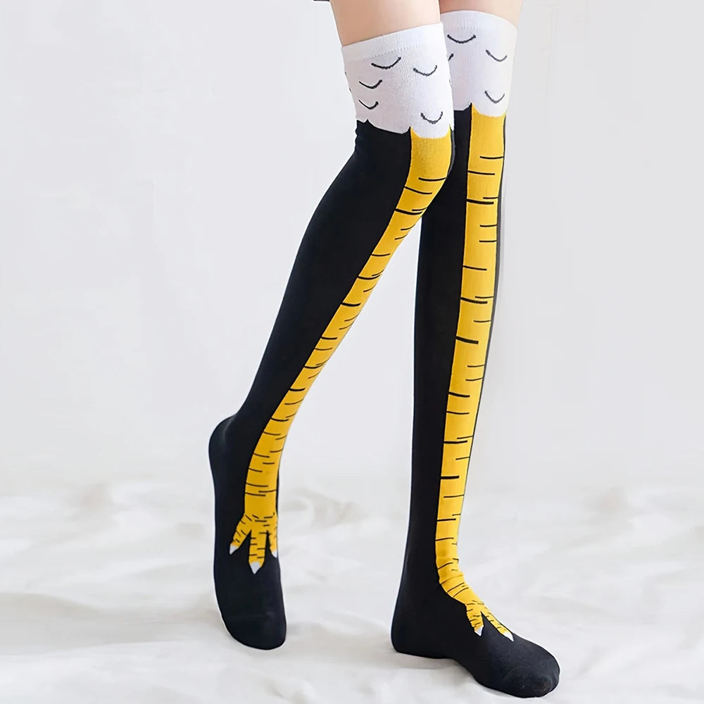 Polyester Spandex Knee High Chicken Claw Novelty Socks