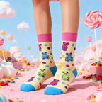 Cotton Blend Bear Print Casual Mid Tube Socks