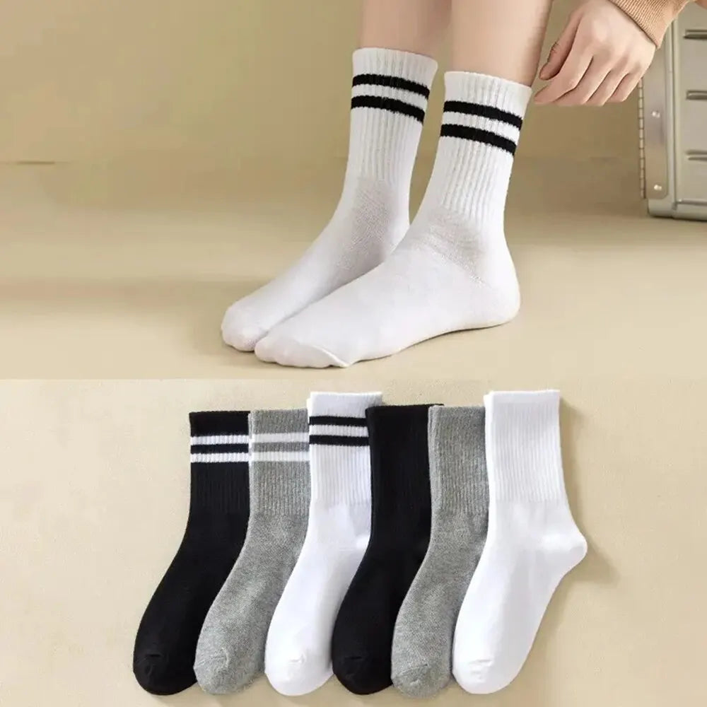 6 Pairs Polyester Spandex Crew Socks