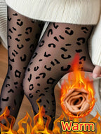 Polyester Elastane Fleece Lined Thermal Tights