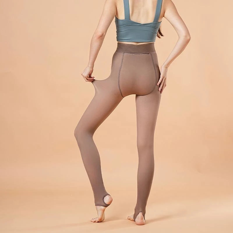 Fleece Lined Translucent Thermal Tights Women Pantyhose