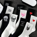 Polyester Elastane Crew Socks Graphic Casual Footwear