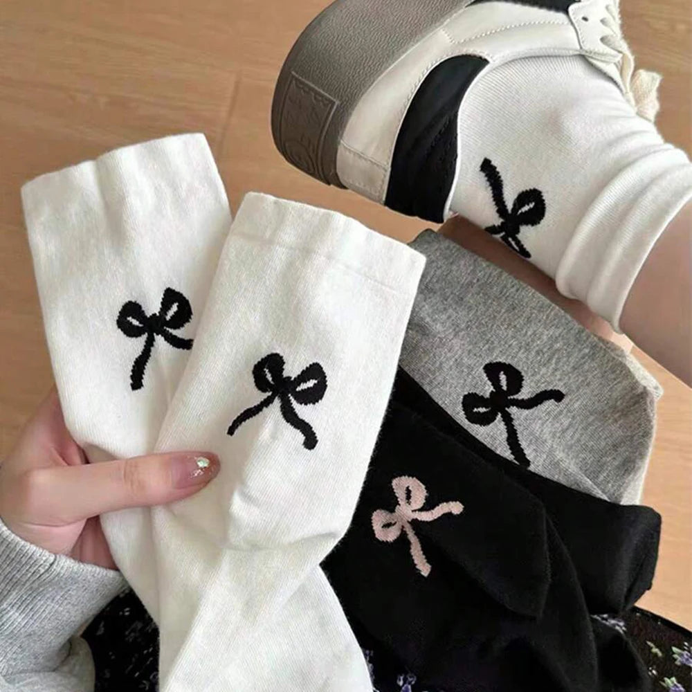 Polyester Elastane Bow Tie Casual Socks