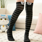 Striped Polyester Elastane Over The Knee Koala Socks