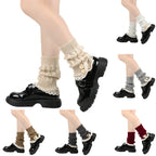 Polyester Elastane Knit Button Lace Leg Warmers
