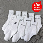 Polyester Elastane Blend Crew Socks With Letter Design