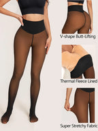 Fleece Lined Translucent High Waisted Thermal Tights