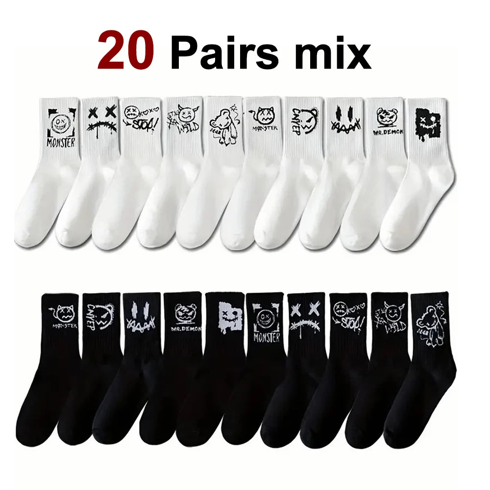 Polyester Elastane Graffiti Crew Socks - 13