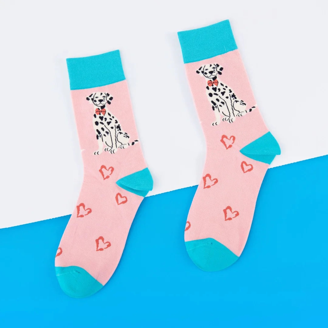 Cotton Blend Dalmatian Print Mid Calf Socks