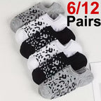 Leopard Print Polyester Blend Low Cut Casual Boat Socks