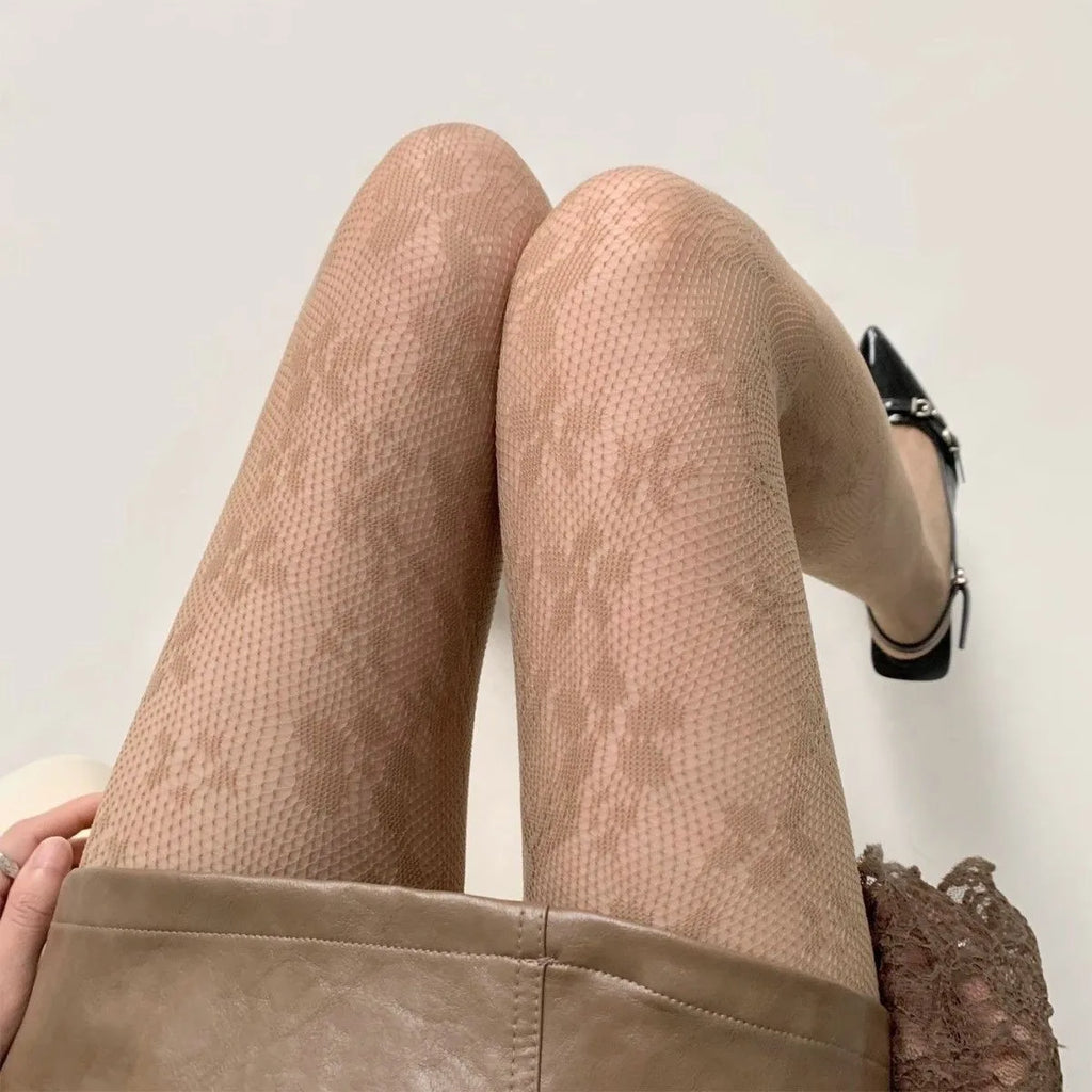 Floral Lace Mesh Nylon Pantyhose Tights