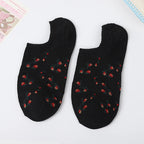 5 Pairs Polyester Elastane Floral Low Cut Boat Socks