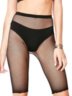 Nylon Mesh Fishnet Mid Thigh Length Shorts Tights